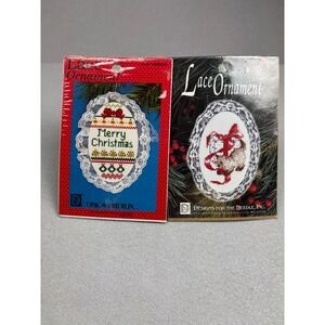 Vintage Designs for the Needle Counted Cross Stitch Lace Ornament Kits Set of 2